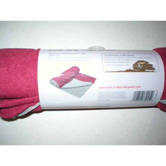 New Mat Towel Fast Drying Hot Yoga Pilates Banyan & Bo Dark Red Gray Absorbent - Picture 4 of 5
